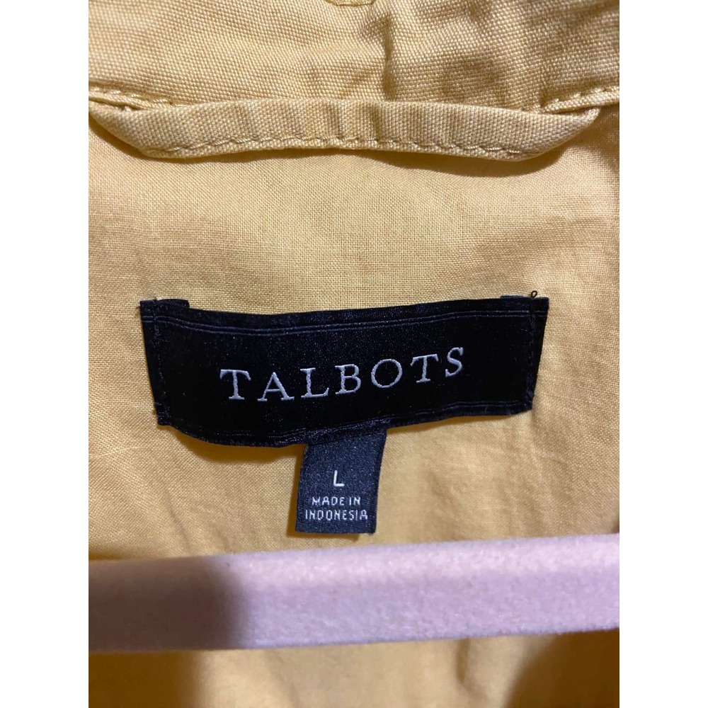 Talbots Mustard Yellow Utility Field Jacket Button Front Cinched Waist Large - Picture 7 of 11